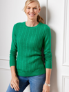 Talbots Allover Cable Crewneck Sweater - Mistletoe Green - 3x  In Verdant Green