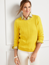 Talbots Allover Cable Crewneck Sweater - Yellow - 3x