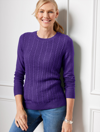 Talbots Allover Cable Crewneck Sweater - Purple Majesty - 2x
