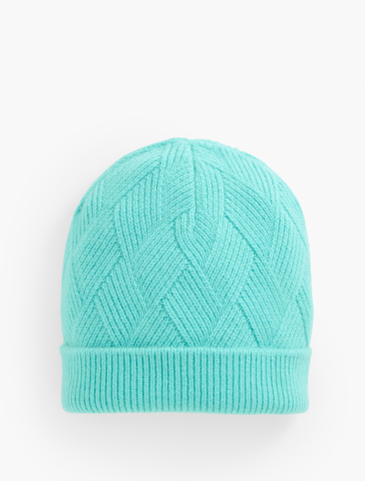 Talbots Basketweave Cashmere Knit Beanie - Cool Turquoise - 001  In Cool Turquoise