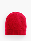 Talbots Basketweave Cashmere Knit Beanie - Red - 001