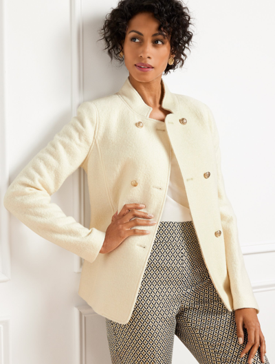Talbots Double Breasted Boiled Wool Blend Coat - Ivory - 14