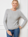 Talbots Metallic Allover Cable Crewneck Sweater - Grey Sky Heather - 2x  In Grey Sky Heather