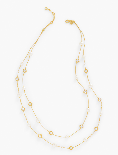 Talbots Ice Princess Pearl Illusion Necklace - Crystal Clear/gold - 001  In Crystal Clear,gold
