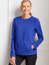 Talbots Pleated Back Modern Scuba Pullover Sweater - Sapphire Blue - 3x