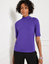 Talbots Button Shoulder Mockneck Top - Purple Majesty - 2x