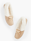 Talbots Ruby Faux Fur Cuff Moccasins Shoes - Suede - English Toffee - 8m