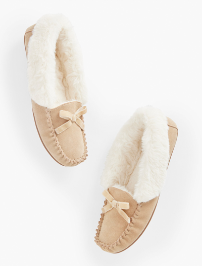 Talbots Ruby Faux Fur Cuff Moccasins Shoes - Suede - English Toffee - 8m  In English Toffee