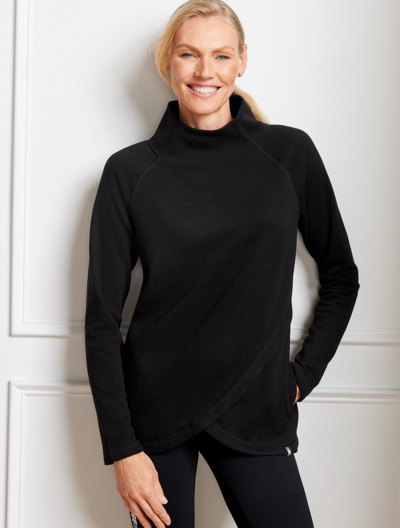 Talbots Plus Size - Featherweight Fleece Wrap Hem Pullover Sweater - Black - 2x