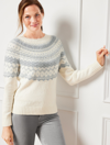 Talbots Jacquard Crewneck Sweater - Fair Isle - Ivory - 3x  In Ivory