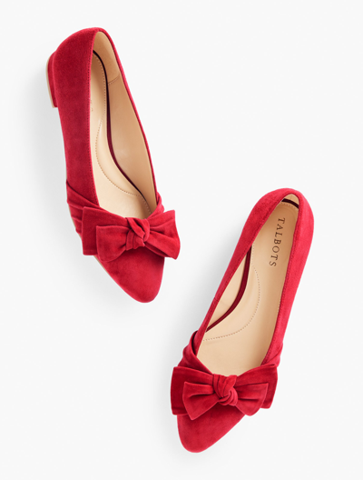 Talbots Edison Bow Flats - Suede - Red - 9m