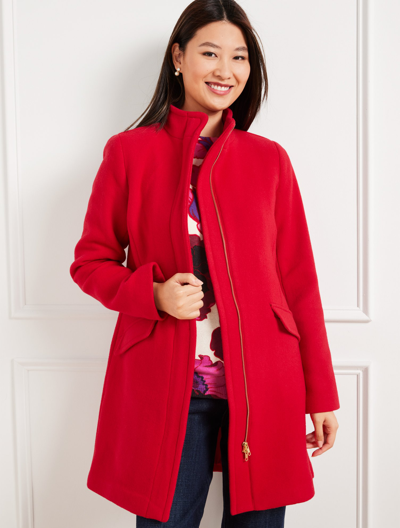 Talbots Plus Size - Albury Wool Blend Stadium Coat - Red - 14