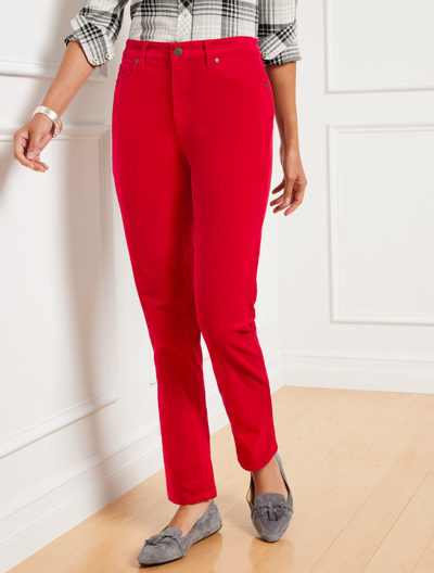 Talbots Stretch Corduroy Straight Leg Pants - Red - 14  In Red