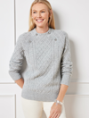 Talbots Plus Size - Cable Knit Mockneck Sweater - Grey Sky Heather - 2x
