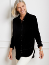 Talbots Effortless Velvet Boyfriend Shirt - Black - 2x  In Black