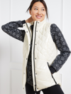 Talbots High Shine High-low Hem Quilted Puffer Vest - Ivory - Xl