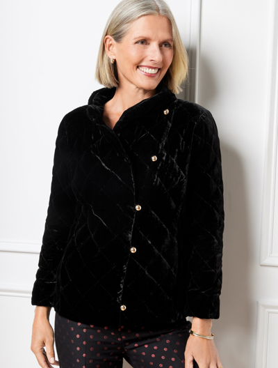 Talbots Quilted Velvet Jacket - Black - 22