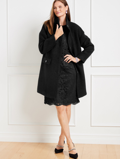 Talbots Petite - Bouclé Mockneck Coat - Black - Xl