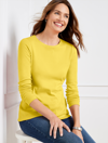 Talbots Pima Crewneck T-shirt - Solid - Yellow - 3x
