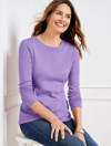 Talbots Pima Crewneck T-shirt - Solid - Winter Plum - 2x