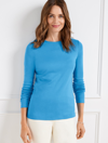 Talbots Pima Crewneck T-shirt - Solid - Blue Chill - 3x