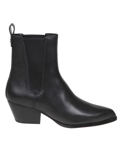 Michael Kors Kinlee Texan Ankle Boots In Black Leather
