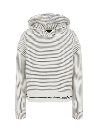 Armani Exchange White Striped Sweatshirt