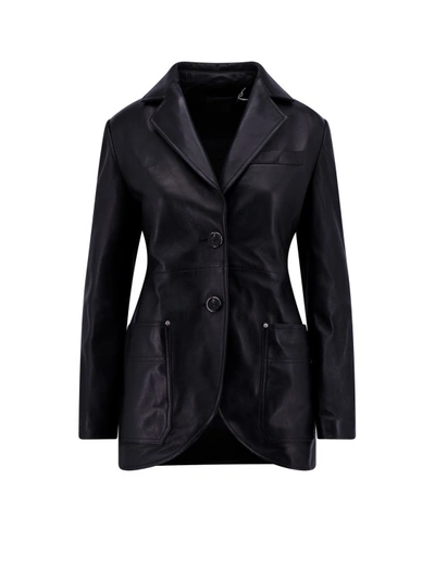 Durazzi Milano Tailored Leather Blazer In Black