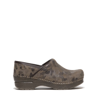 Dansko Classic Clog In Green Camuflage Suede In Brown