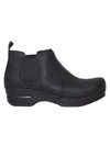 Dansko Ankle Boot With Side Elastics In Black Oiled Leather In Black