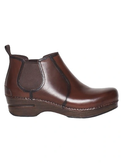 Dansko Leather Ankle Boot With Side Elastic Bands In Brown