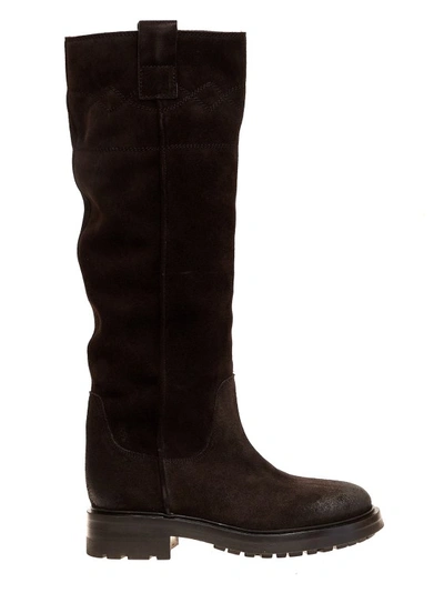 Strategia Brown Suede Boot In Black