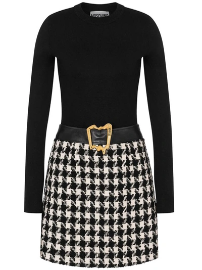 Moschino Buckle-detail Mini Dress In Black