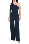 Dress The Population Tiffany One-shoulder Jumpsuit In Midnight Blue B