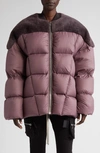 Rick Owens Shearling-paneled Quilted Shell Down Jacket In Amethyst