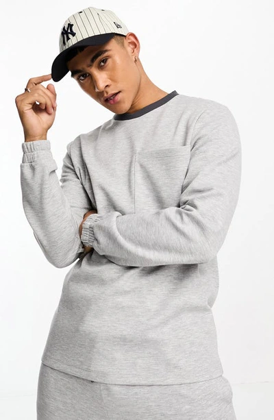 Asos Design Contrast Trim Sweatshirt In Charcoal