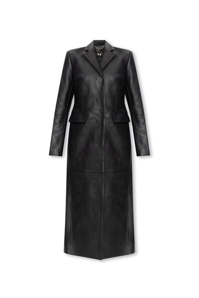 Misbhv Single-breasted Leather Coat In Black