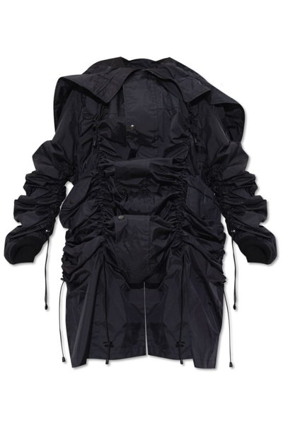 Junya Watanabe Comme Des Garçons Ruched Detailed Coat In Black