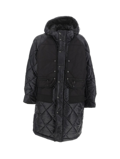 Junya Watanabe Hooded Ripstop Coat In Black