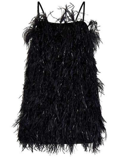 MSGM MSGM FEATHER EMBELLISHED STRAPPED MINI DRESS