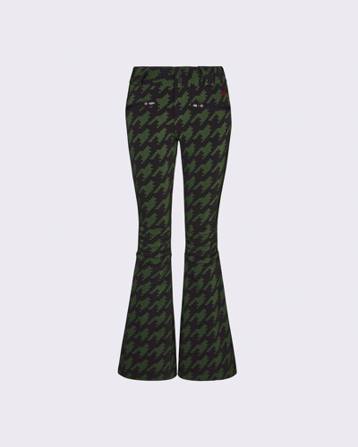 Perfect Moment Houndstooth Mid-rise Aurora Flare Pant S In Houndstooth-dark-green-black