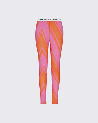 Perfect Moment Chevron Thermal Legging Xl In Azalea-pink