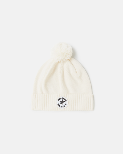 Perfect Moment White Pom Beanie Knitted Ribbed Logo Beanie | Perfect Moment main image 4