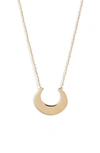 Knotty Crescent Pendant Necklace In Gold Solid Crescent