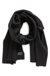 Vince Double Face Wool & Cashmere Fringe Scarf In Black