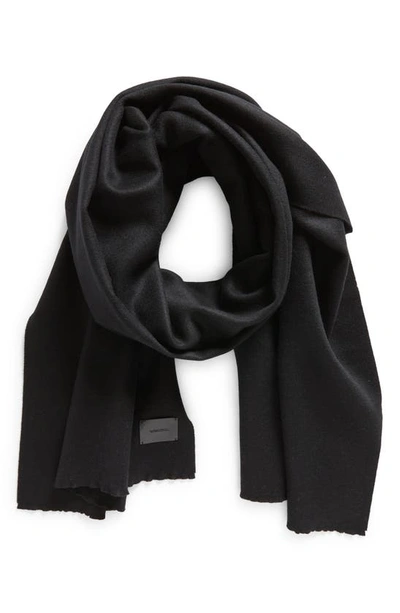 Vince Double Face Wool & Cashmere Fringe Scarf In Black