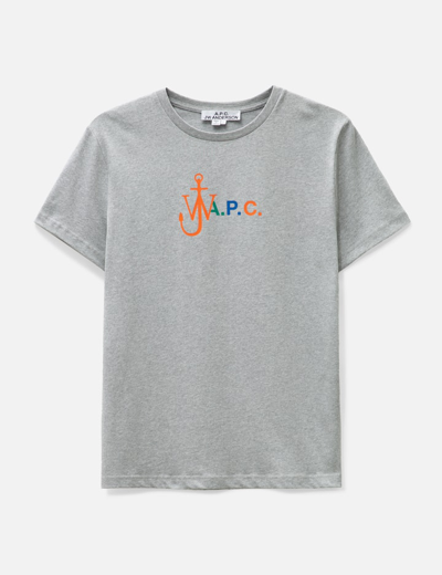 Apc X Jw Anderson Logo-print T-shirt In Grey