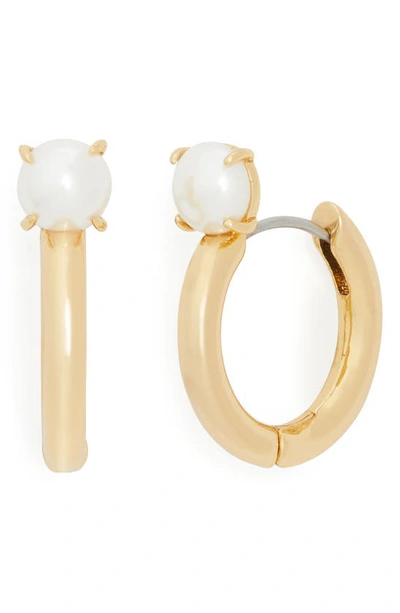 Kate Spade Imitation Pearl Chunky Hoop Earrings In Gold