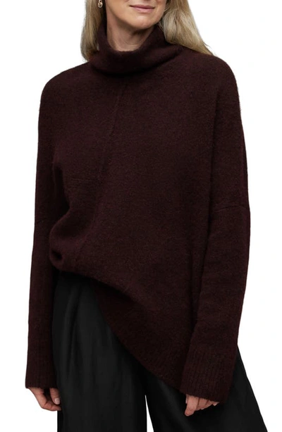 Allsaints Lock Funnel Neck Sweater In Raisin Red