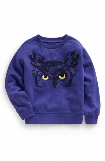 Mini Boden Kids' Owl Cotton Graphic Sweatshirt In Bluing